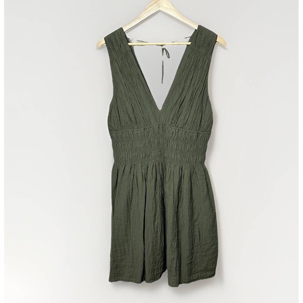 Abercrombie & Fitch Green Sleeveless Crinkle Mini Dress Women's Large